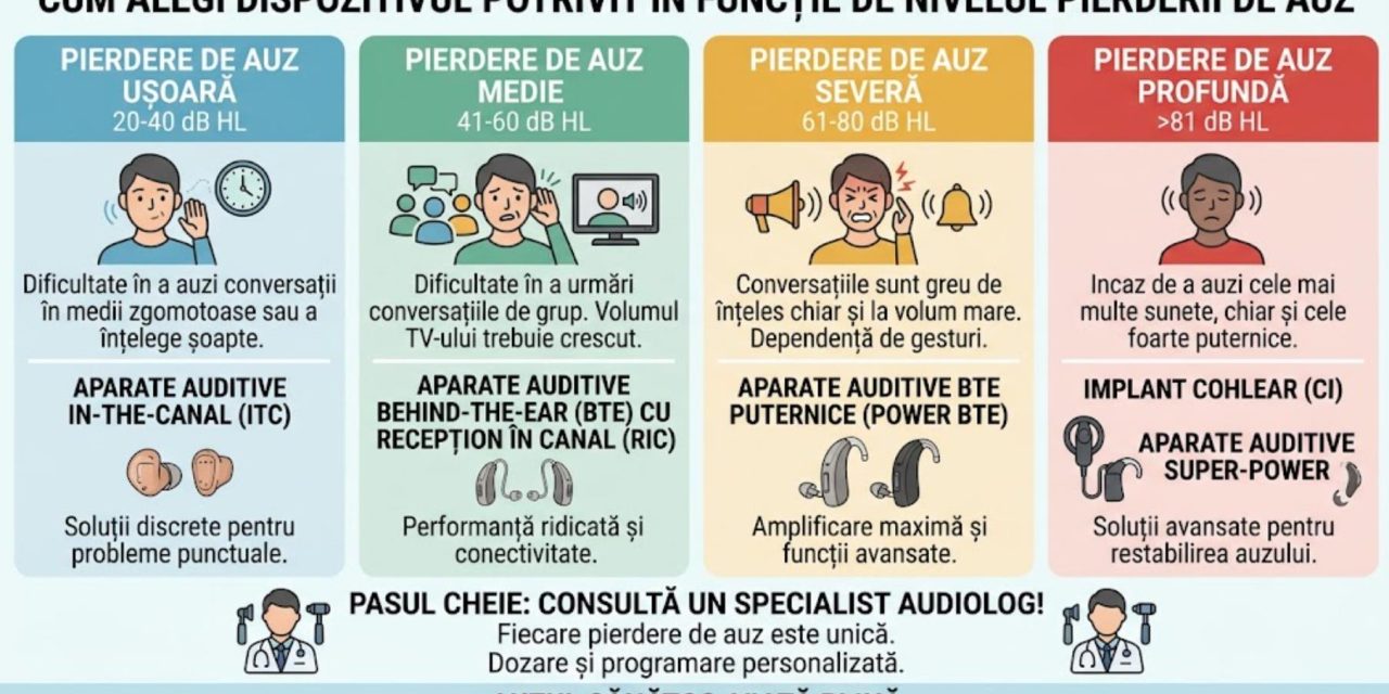 Cum alegi dispozitivul potrivit in functie de nivelul pierderii de auz
